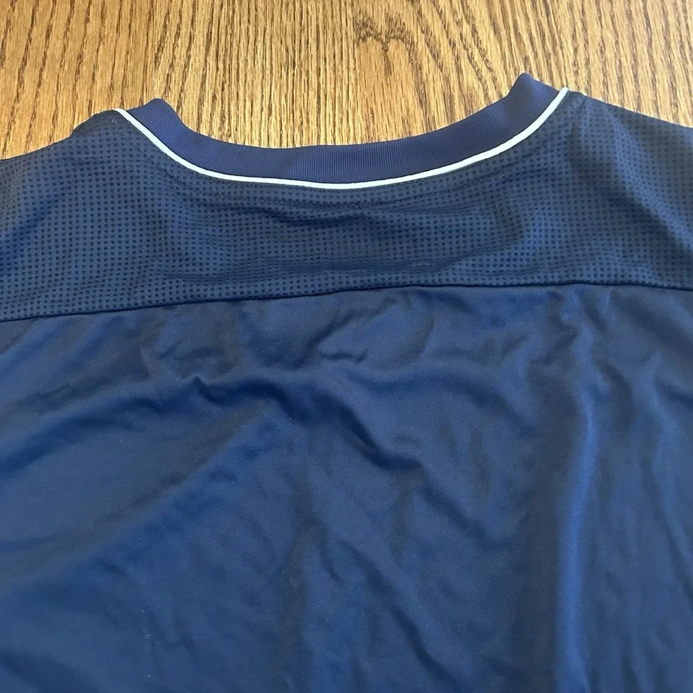 Majestic Men's Athletic Shirt Size L Navy Blue V-Neck Short Sleeve Sportswear